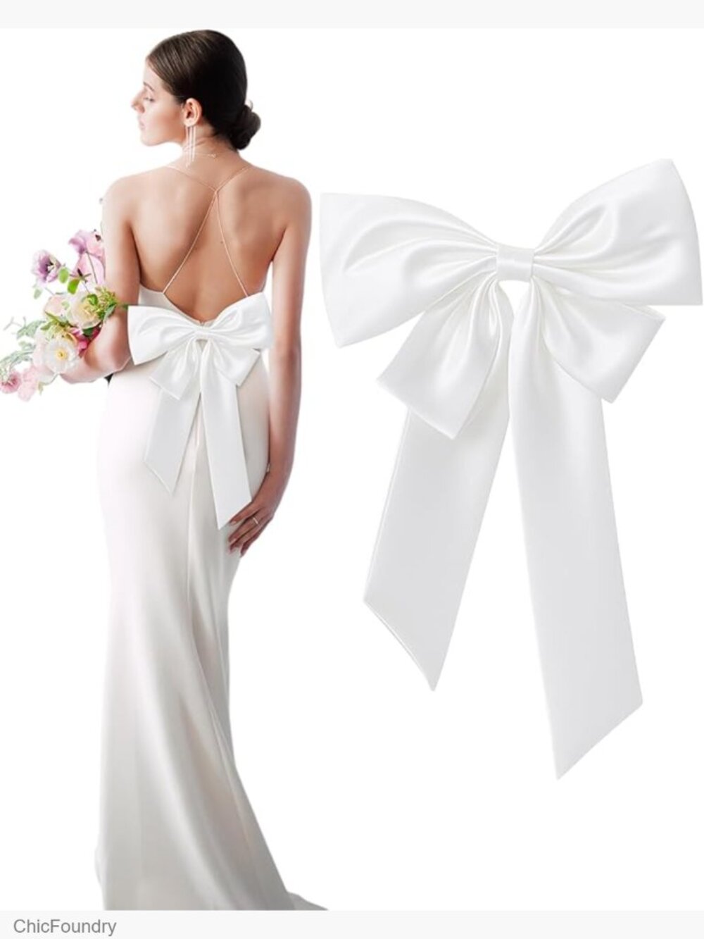 Satin Detachable Bow Train for Dress Formal Wedding Accessory Waist Belt